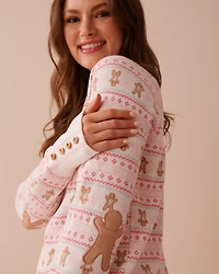Gingerbread Print Waffle Knit Long Sleeve Shirt