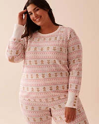 Gingerbread Print Waffle Knit Long Sleeve Shirt