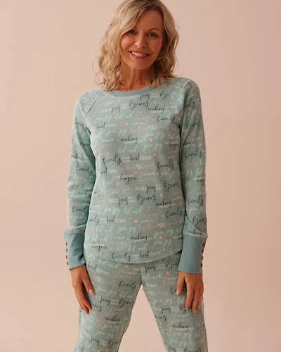 Gingerbread Print Waffle Knit Long Sleeve Shirt
