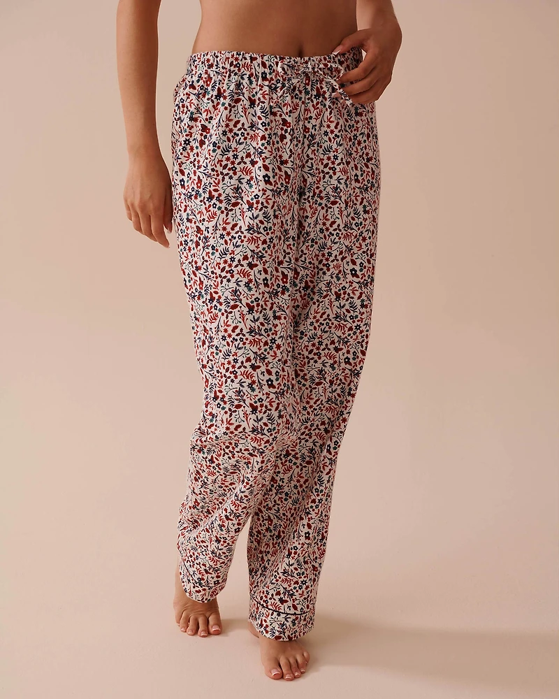 Winter Flowers Print Flannel PJ Set