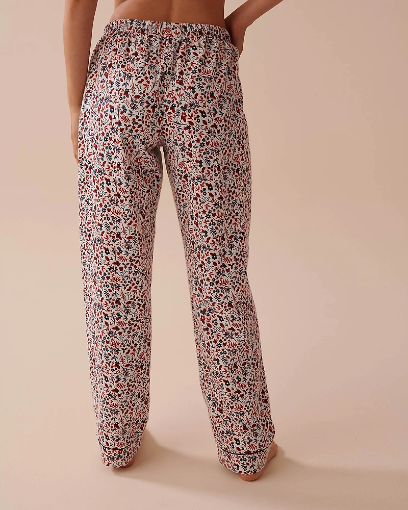 Winter Flowers Print Flannel PJ Set