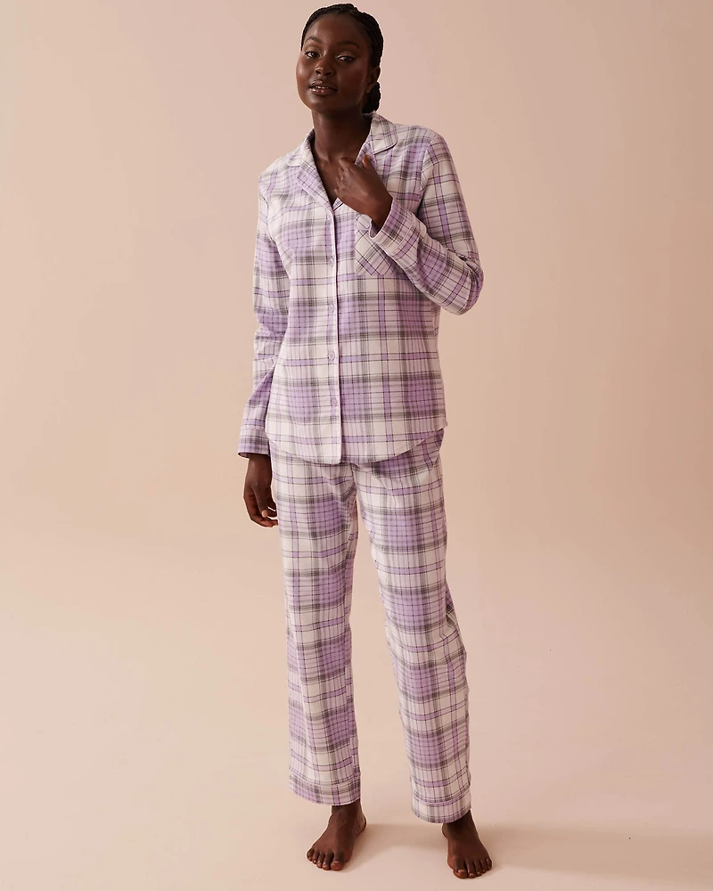 Ensemble pyjama en flanelle imprimé fleurs hivernales