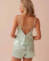 Lace Detail Shiny Satin Cami