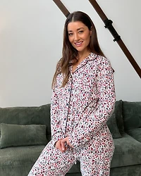 Winter Flowers Print Flannel PJ Set