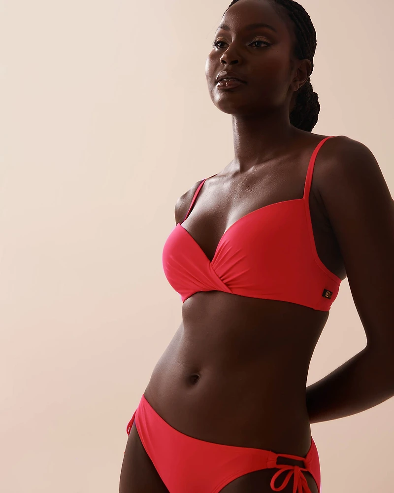 AZURE BLUE Recycled Fibers Plunge Bikini Top