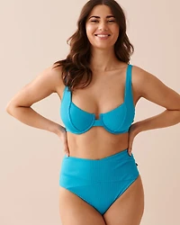 SOLID Recycled Fibers Ribbed Plunge Bikini Top