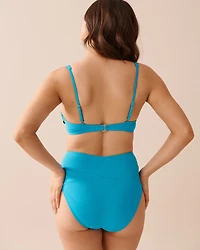 SOLID Recycled Fibers Ribbed Plunge Bikini Top