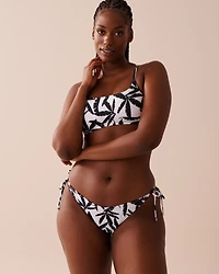 MONOCHROME FOLIAGE Side Tie V-cut Brazilian Bikini Bottom