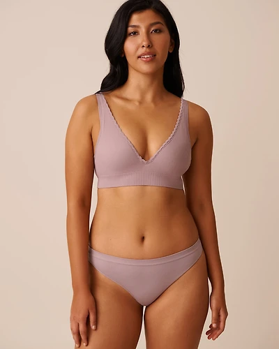 Bralette côtelée push-up plongeant sans coutures