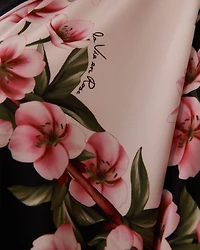Cherry Blossom Print Recycled Fibers 3/4 Sleeve Button-down Shirt