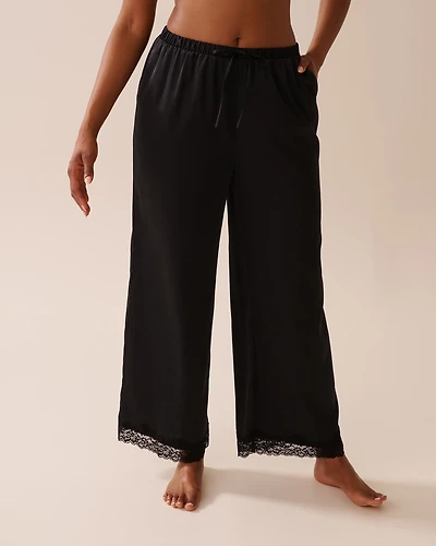 Satin and Lace Trim Pants