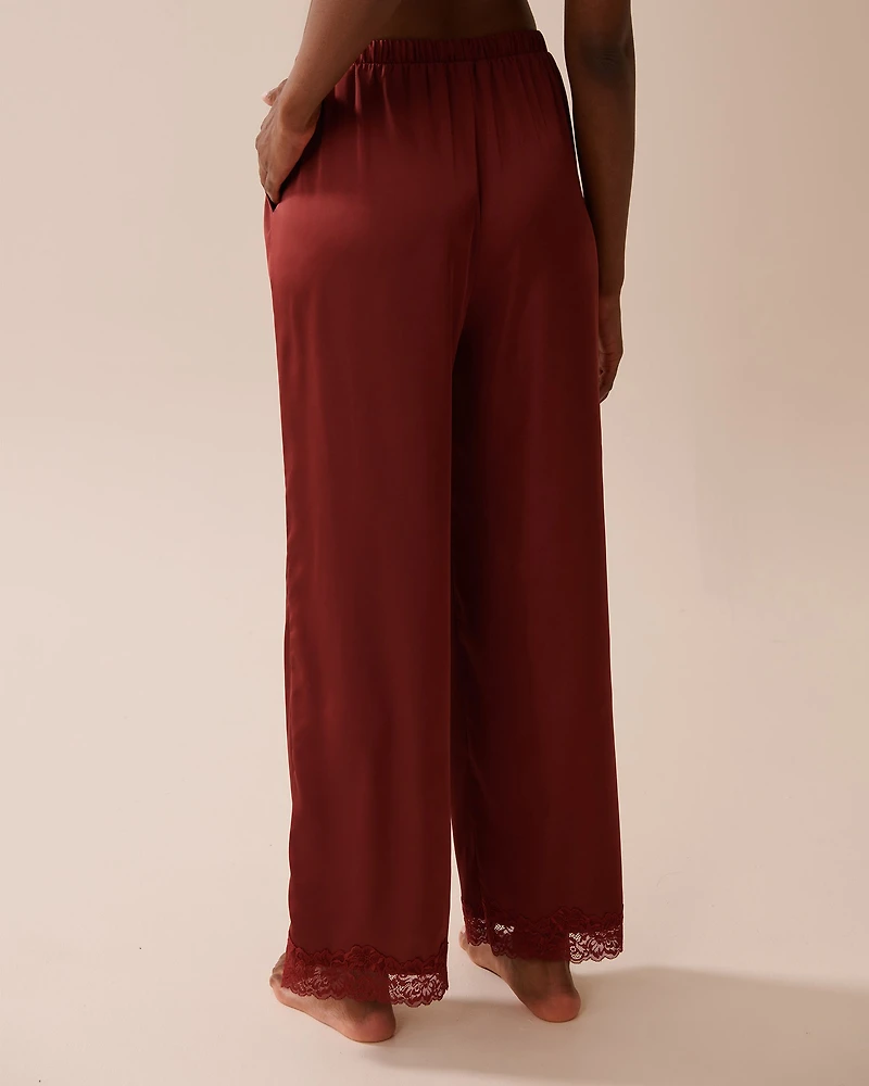 Satin and Lace Trim Pants