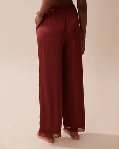 Satin and Lace Trim Pants