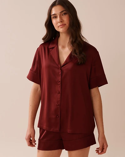 Short Sleeve Satin Pajama Set