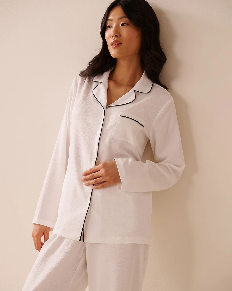 Long Sleeve Textured Satin PJ Set