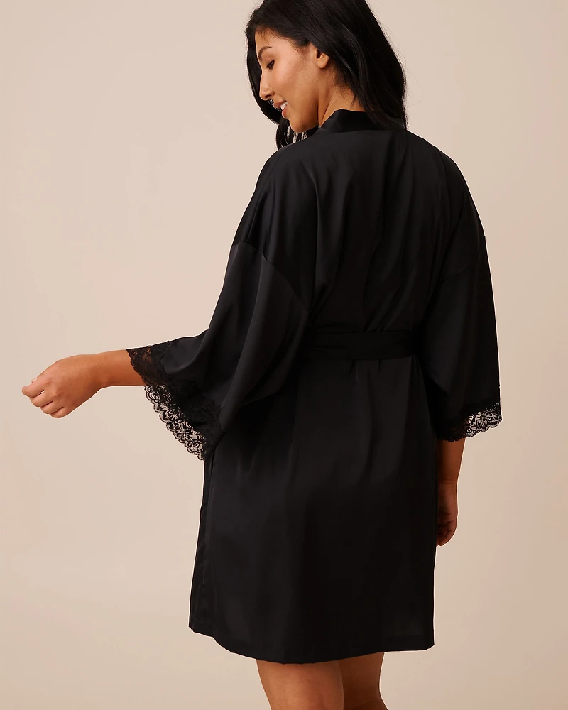 Satin and Lace Trim Kimono