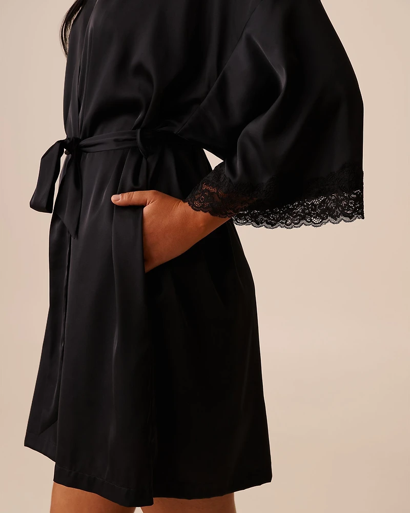 Satin and Lace Trim Kimono