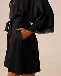 Satin and Lace Trim Kimono