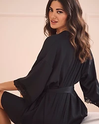 Satin and Lace Trim Kimono