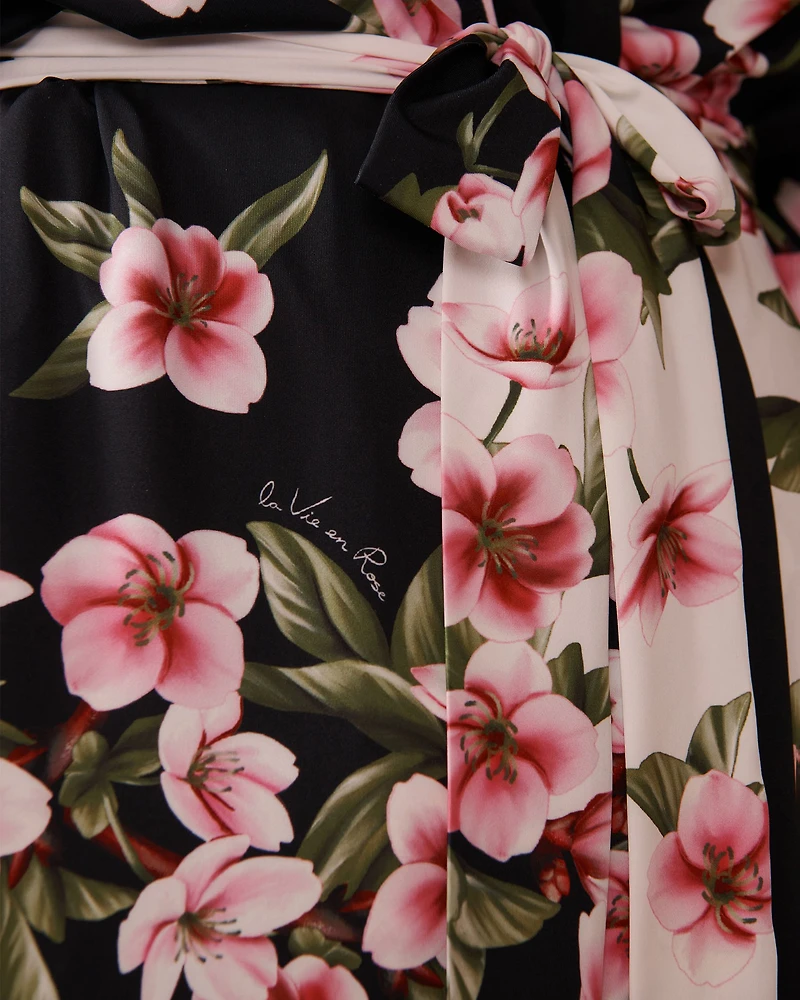 Kimono en fibres recyclées imprimé fleurs de cerisier
