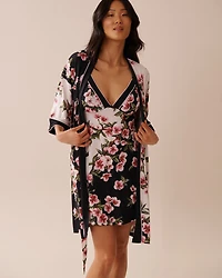 Kimono en fibres recyclées imprimé fleurs de cerisier