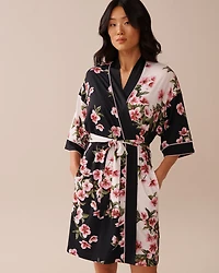 Kimono en fibres recyclées imprimé fleurs de cerisier