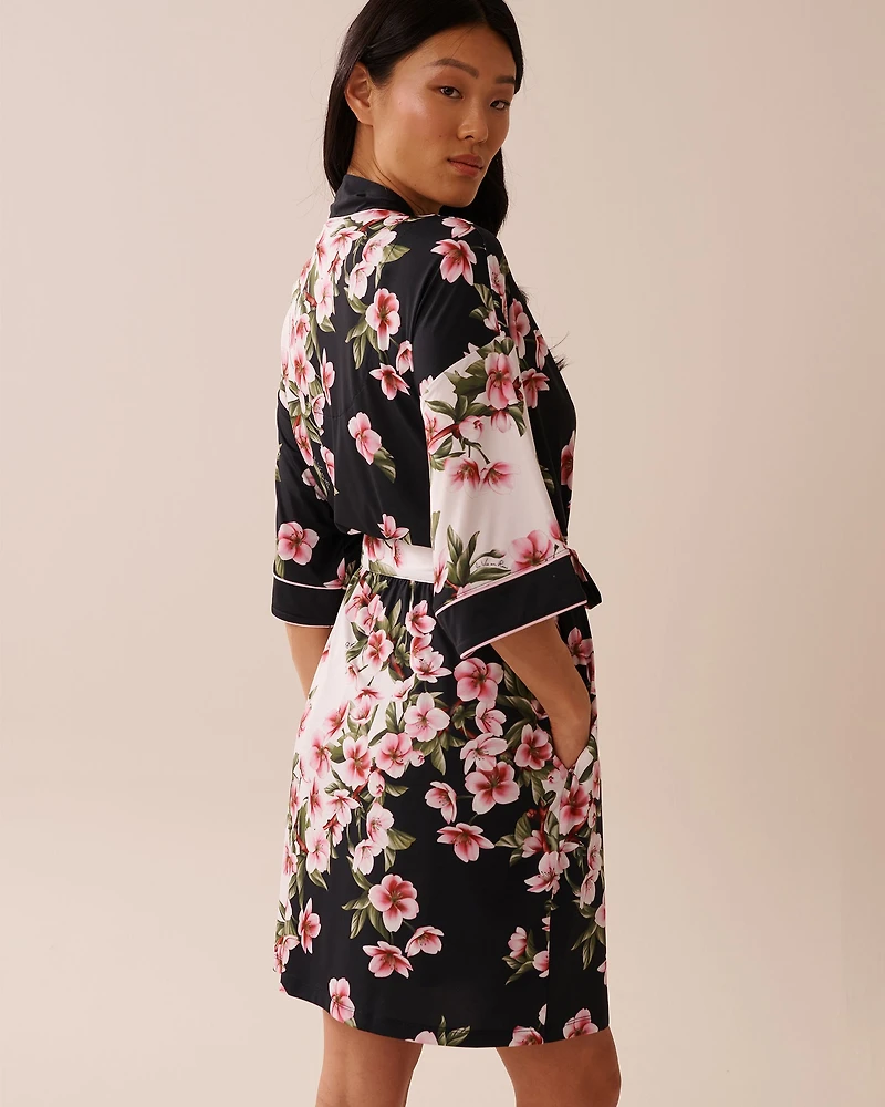 Cherry Blossom Print Recycled Fibers Kimono