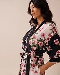 Kimono en fibres recyclées imprimé fleurs de cerisier