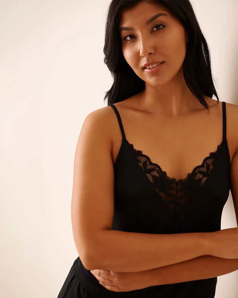 Lace Detail Modal Crop Cami