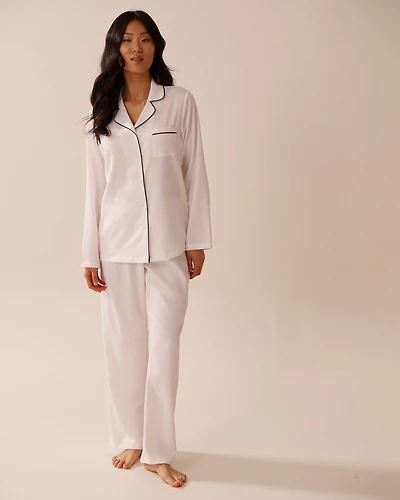 Ensemble pyjama texturé manches longues en satin