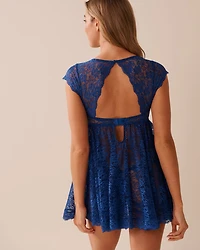 Open Front Floral Lace Babydoll