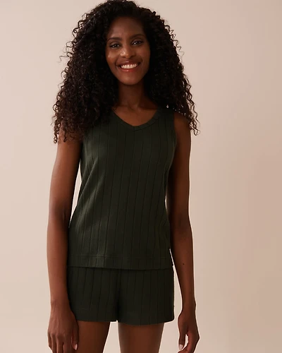 Camisole col en V côtelée