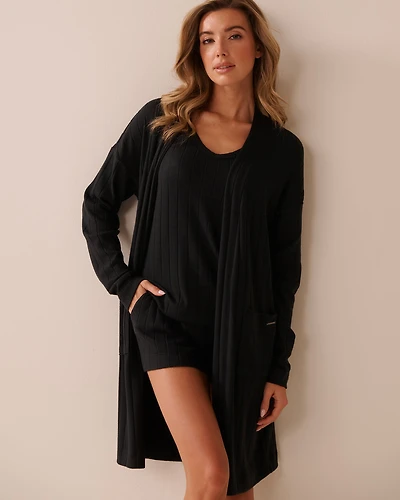 Ribbed Long Cardigan