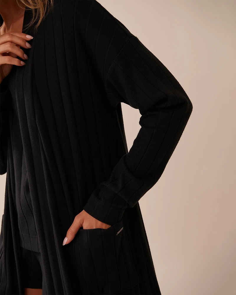 Ribbed Long Cardigan