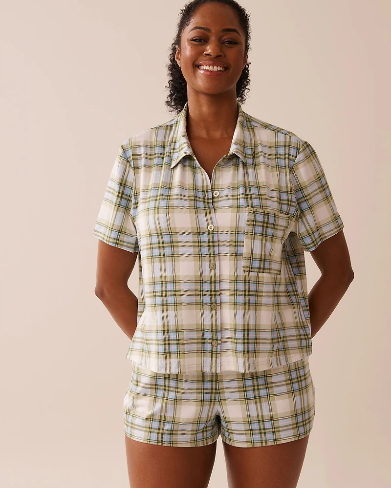 Green & Blue Plaid Super Soft Button-down Shirt