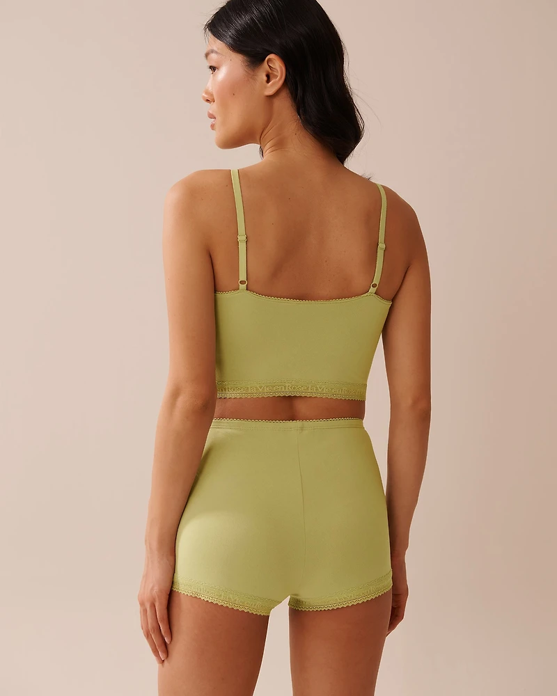 Super Soft Lace Trim Crop Cami with Shelf Bra