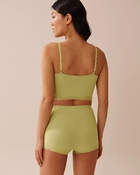 Super Soft Lace Trim Crop Cami with Shelf Bra