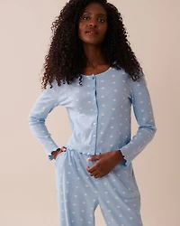 Crown Print Ribbed Long Sleeve Shirt