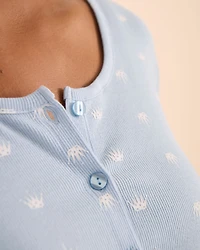 Crown Print Ribbed Long Sleeve Shirt