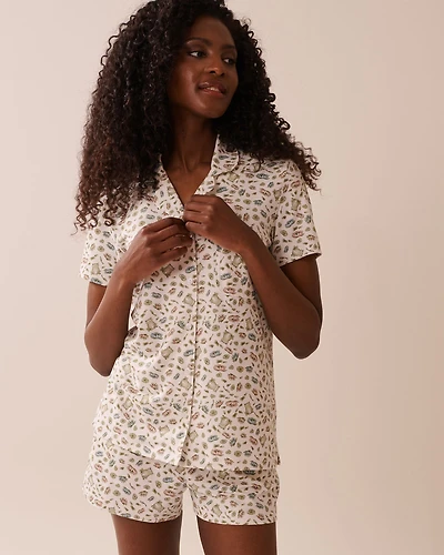 Frog Print Super Soft Button-down Shirt