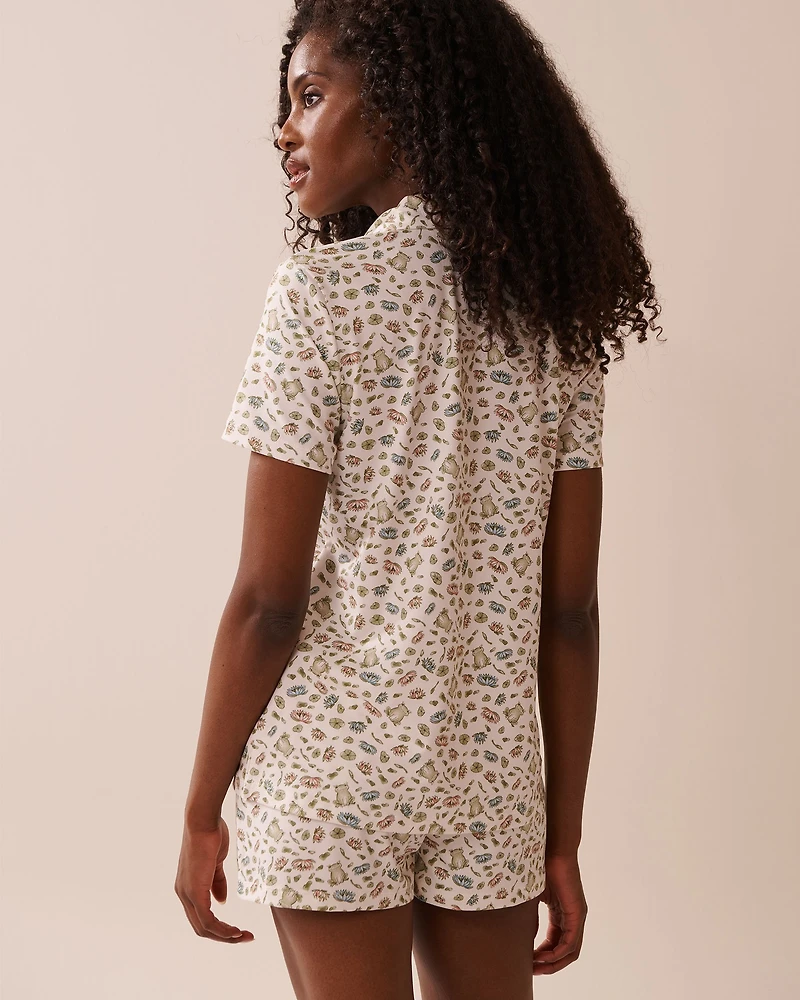 Frog Print Super Soft Button-down Shirt