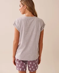 Mouse Print Cotton Crew Neck T-shirt