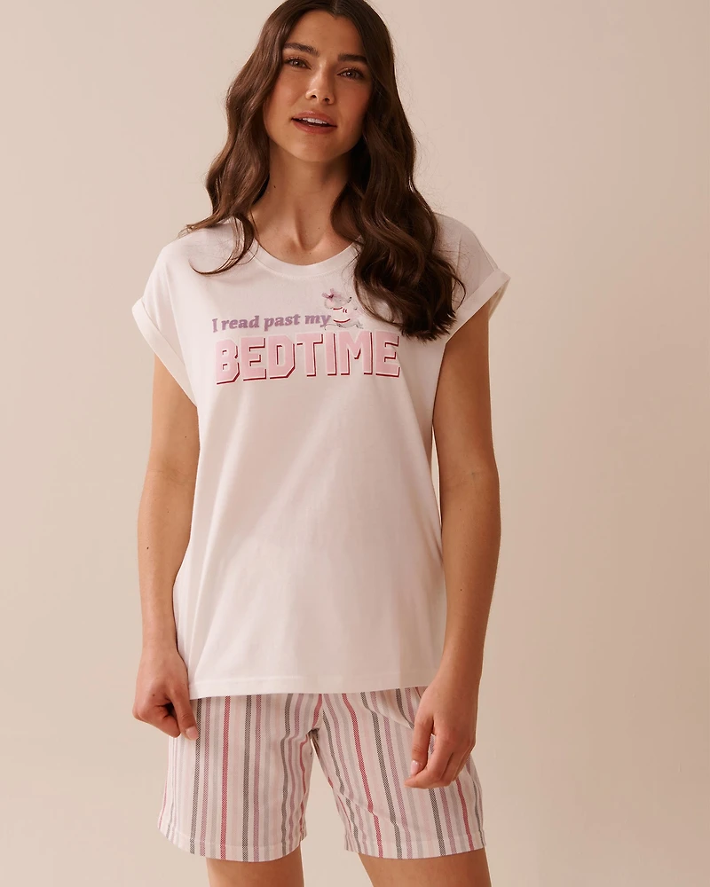 T-shirt col rond en coton imprimé souris