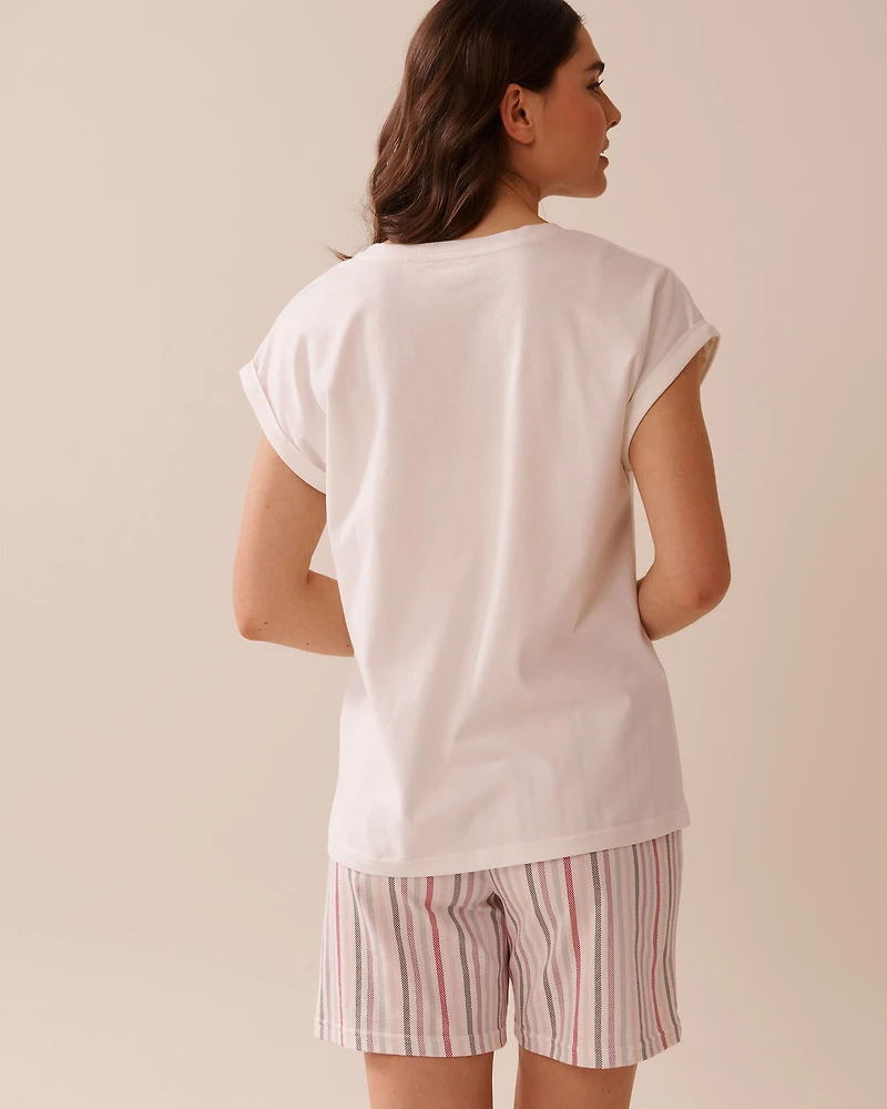 T-shirt col rond en coton imprimé souris