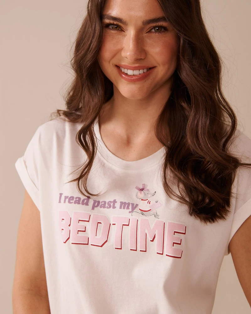 T-shirt col rond en coton imprimé souris