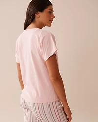 T-shirt col en V coton imprimé nœud