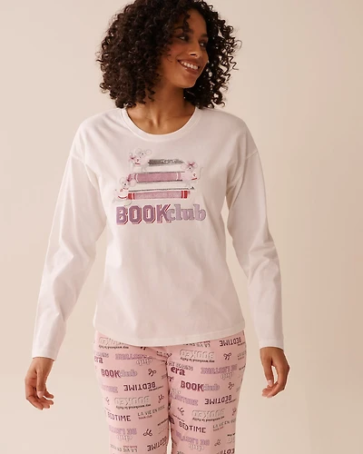 Chandail manches longues en coton imprimé weekend
