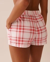 Short de pyjama ultra doux carreaux bleus et verts