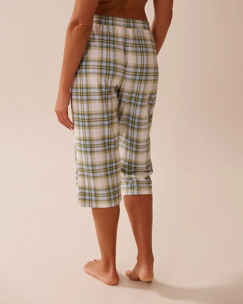 Green & Blue Plaid Super Soft Pajama Capris