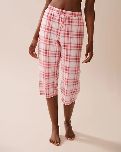 Capri de pyjama ultra doux carreaux bleus et verts